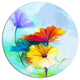 Amazing Watercolor Of Spring Daisies, Floral Round Metal Wall Art, 23"