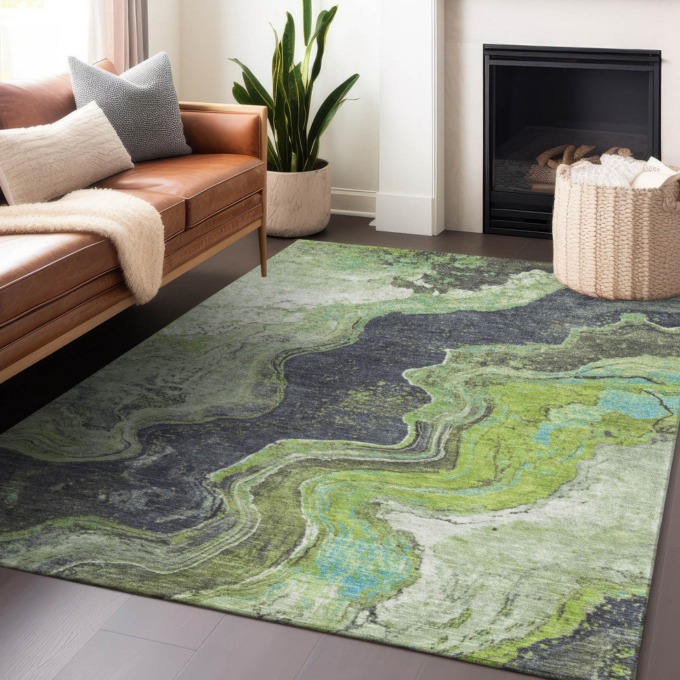 Machine Washable Indoor/Outdoor Chantille ACN1907 Aloe 3' x 5' Rug