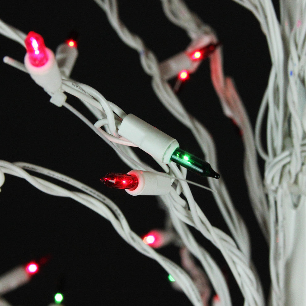 9' Prelit Christmas Cascade Twig Tree Outdoor Yard Art Decoration Multi-Color