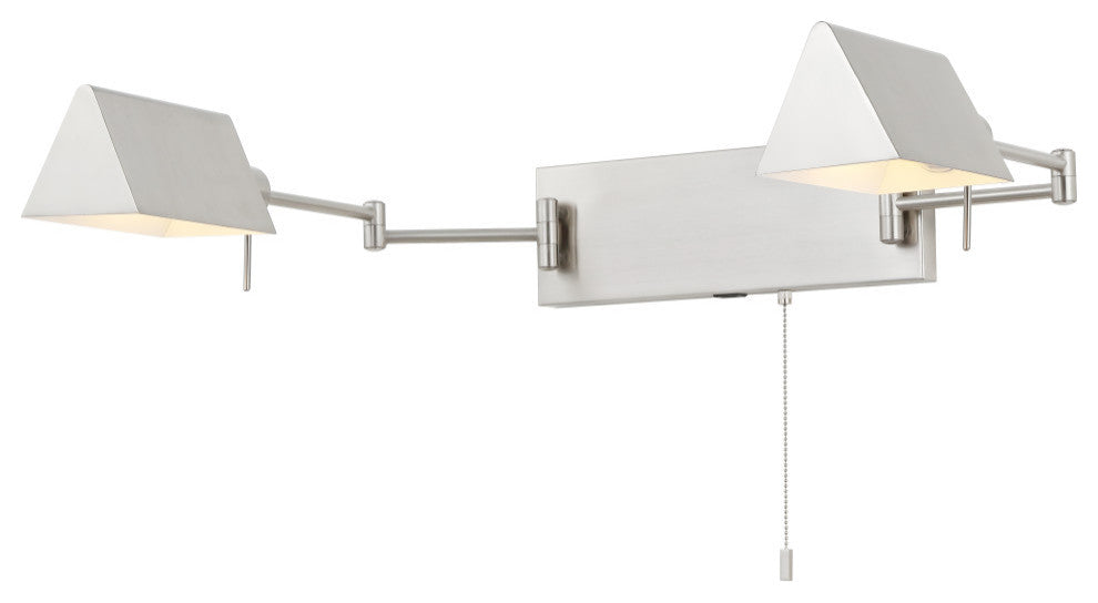 22" 1-Light Swing Arm Plug-In or Hardwired Iron LED Sconce With Pull-Chain