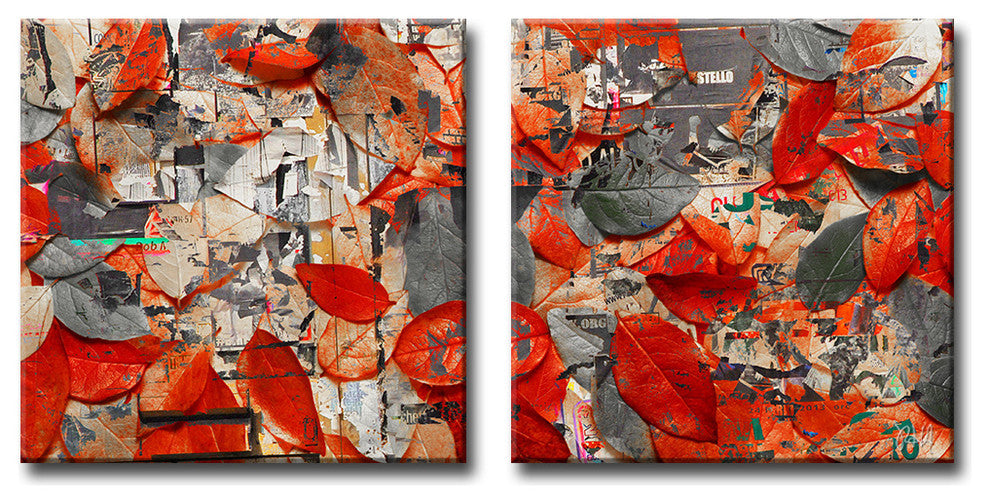 Fall Ink XXIV, Canvas Wall Art 2-Piece Canvas Art Set, 16"