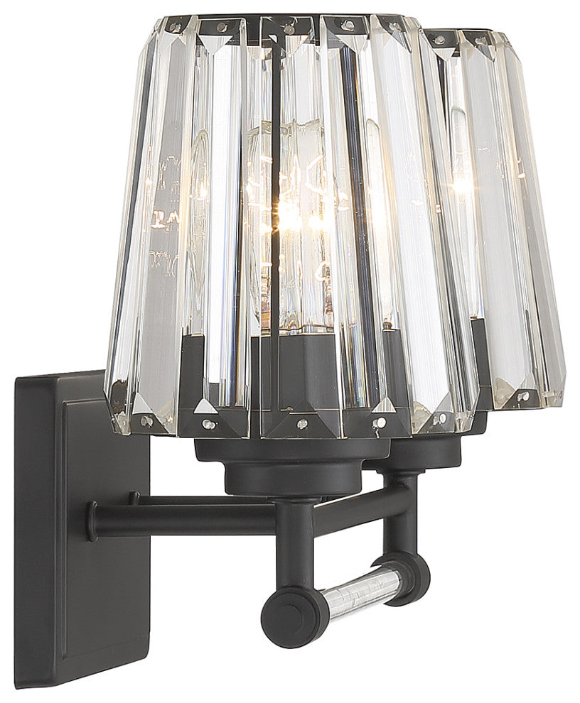 Garnet 2-Light Bathroom Vanity Light, Matte Black, Matte Black