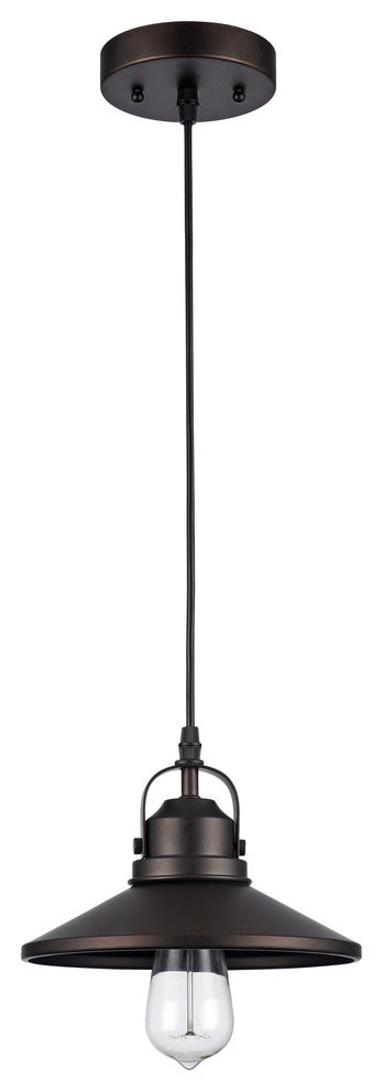 Mycroft Industrial Style 1-Light Rubbed Bronze Ceiling Mini Pendant, 9" Shade