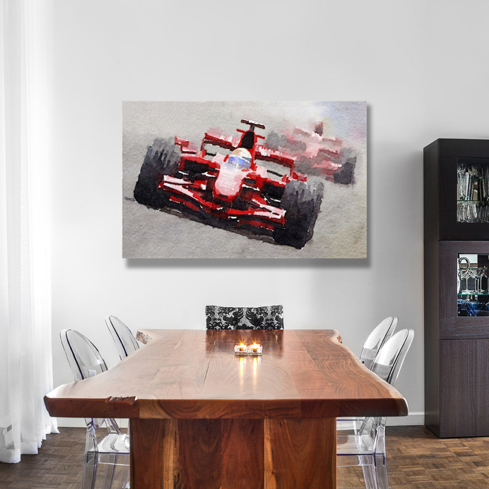 "Ferrari F1 Race Watercolor" Fine Art Print