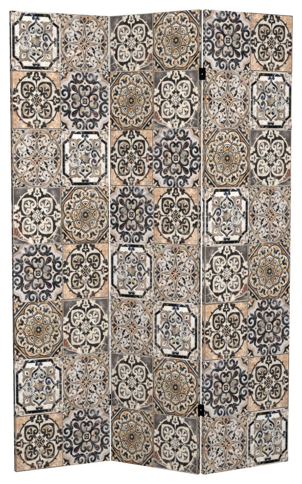6' Tall Double Sided Victorian Tile Canvas Room Divider