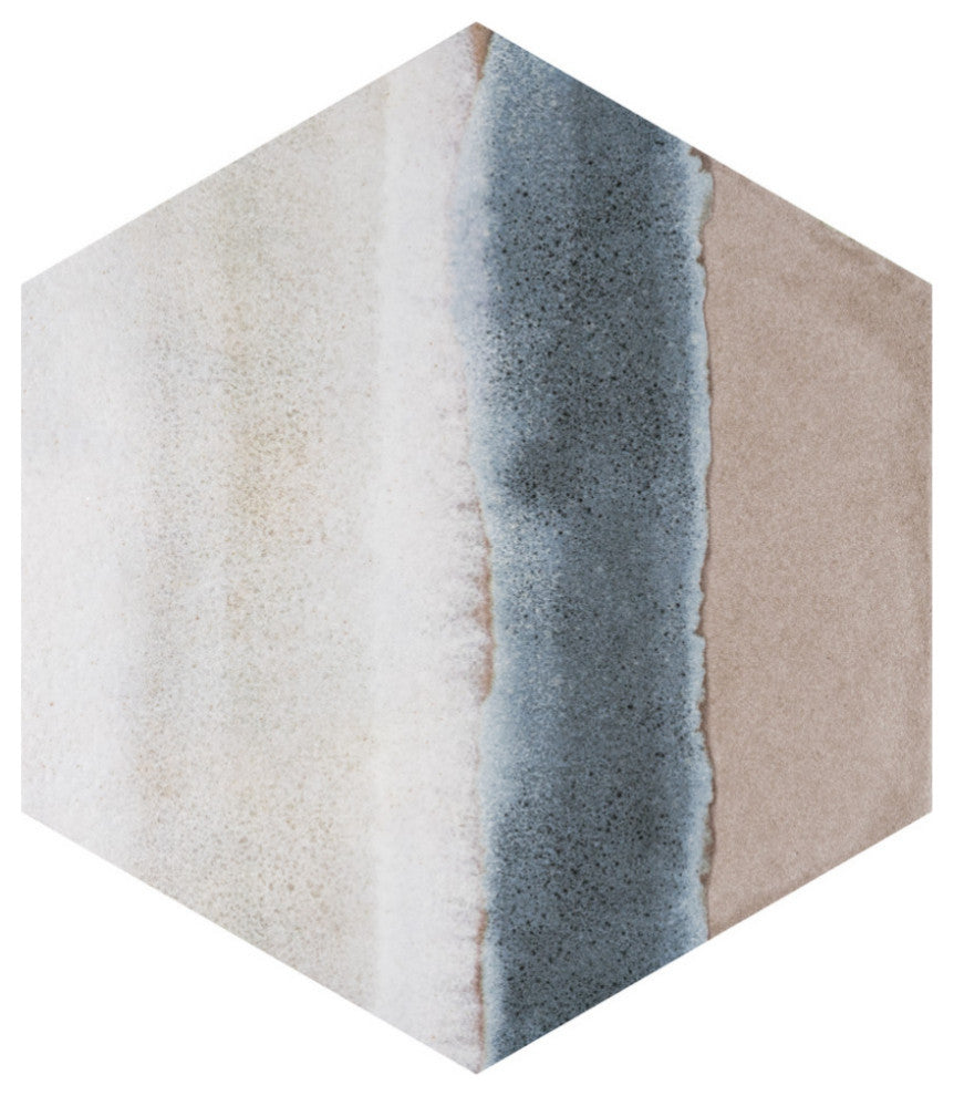 Matter Hex Canvas Taupe Blue Porcelain Floor and Wall Tile