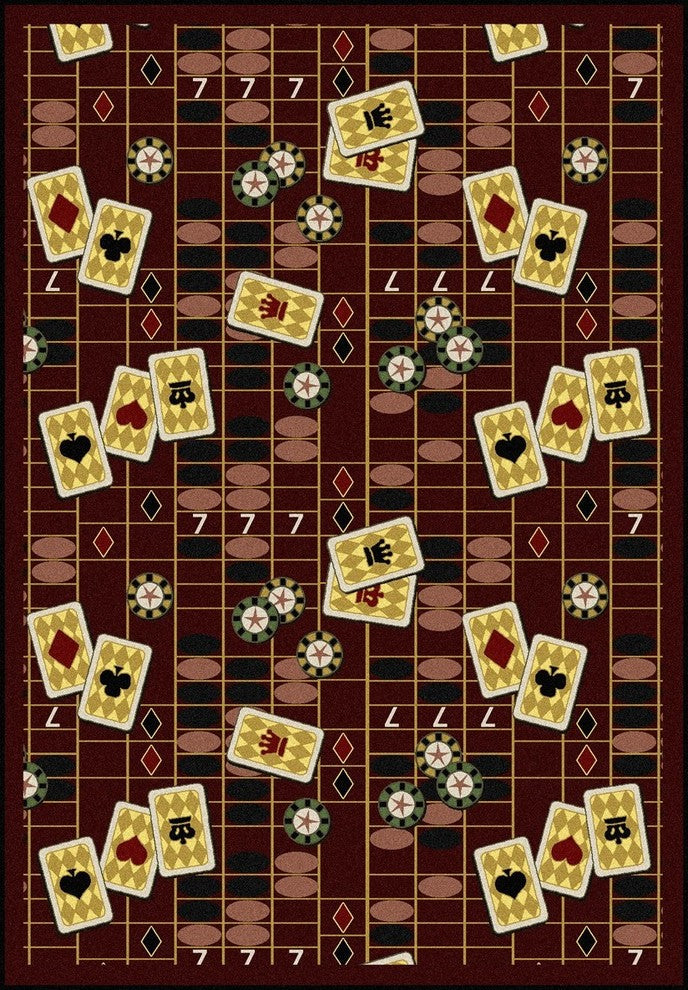 Games People Play Rug, Feeling Lucky, 5'4"x7'8", Burgundy