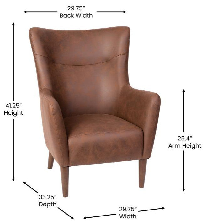 Connor Traditional Wingback Accent Chair, Dark Brown