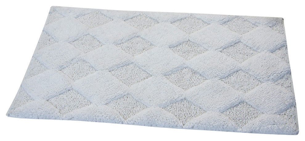 Bath Rug Cotton, 2 Piece Set, 24"x17" and 34"x21", White, Pattern Charlotte