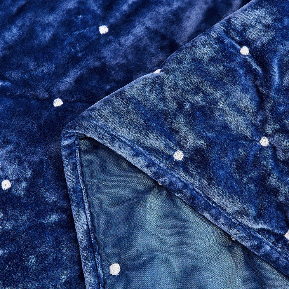 Velvet Dreams Dark Blue Plush Diamond Tufted Bedspread, Cal King