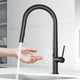 VIGO Greenwich 18" H Single Handle Pull-Down Sprayer Kitchen Faucet, Matte Black, Touchless, Without Extras