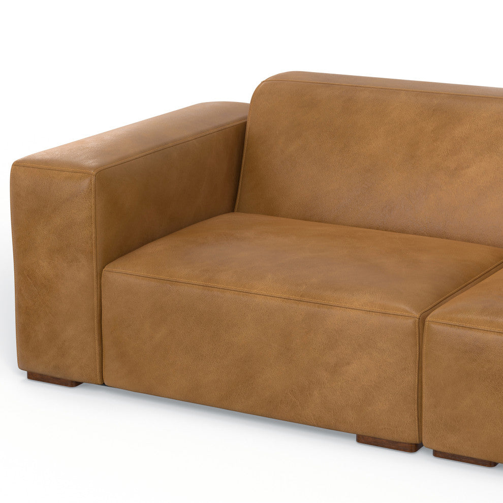 Rex Right Corner Sectional Modular Sofa with Ottoman in Genuine Leather