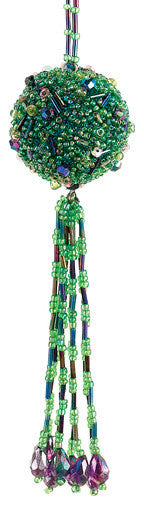 9" Sparkling Beaded Ball With Tassels Christmas Ornament