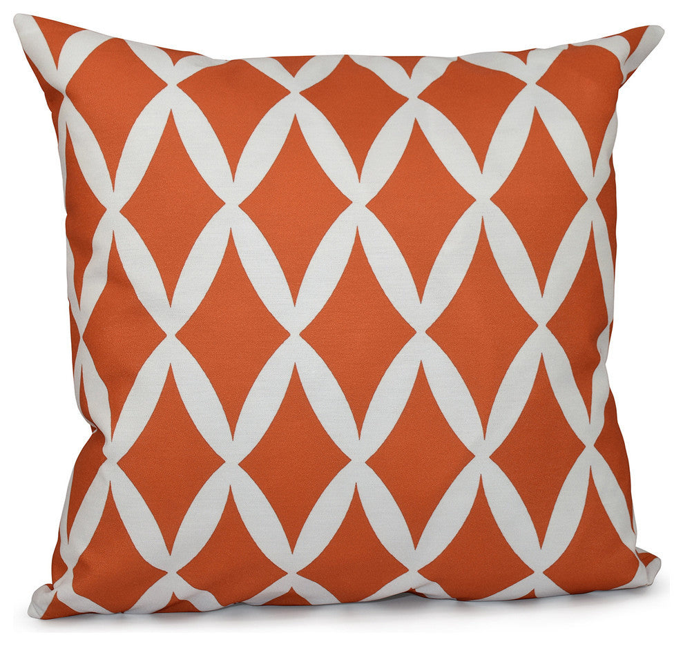 Geometric Decorative Pillow, Celosia Orange, 18"x18"