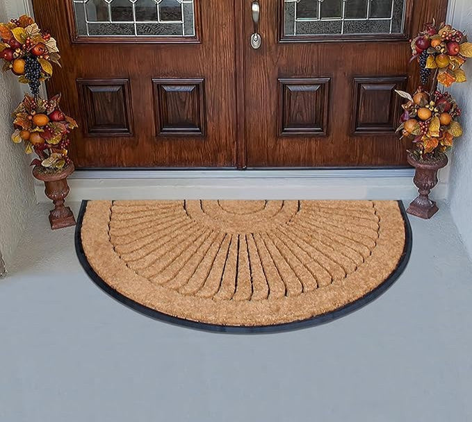 A1HC Unique Sunburst Tapered Edge Half-Moon Double Doormat 36"X72"