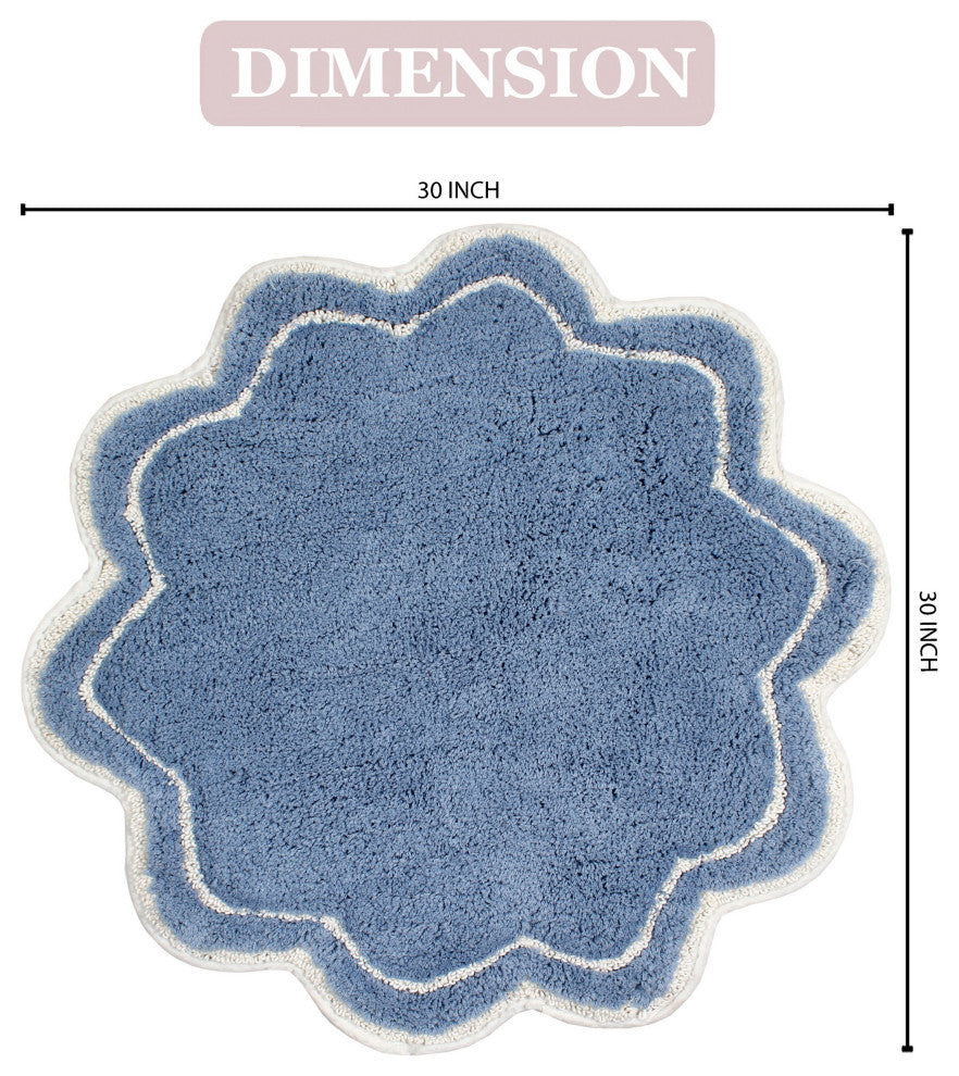Allure Collection Absorbent Cotton Machine Washable Rug 30" Round, Blue
