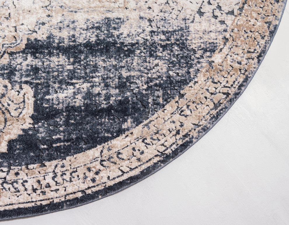 Unique Loom Dark Blue Chateau Roosevelt 4' 0 x 4' 0 Round Rug