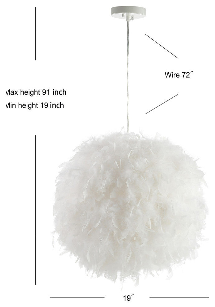Stork 19" Feather Metal Adjustable Led Pendant, White
