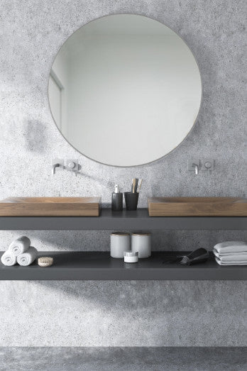 Cheyenne Framed Round Mirror, Nickel