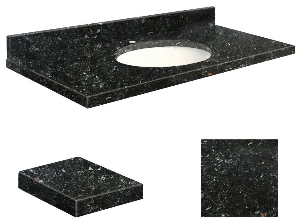Quartz 37"x19" Vanity Top, Single Faucet Hole, Interlude, White Bowl