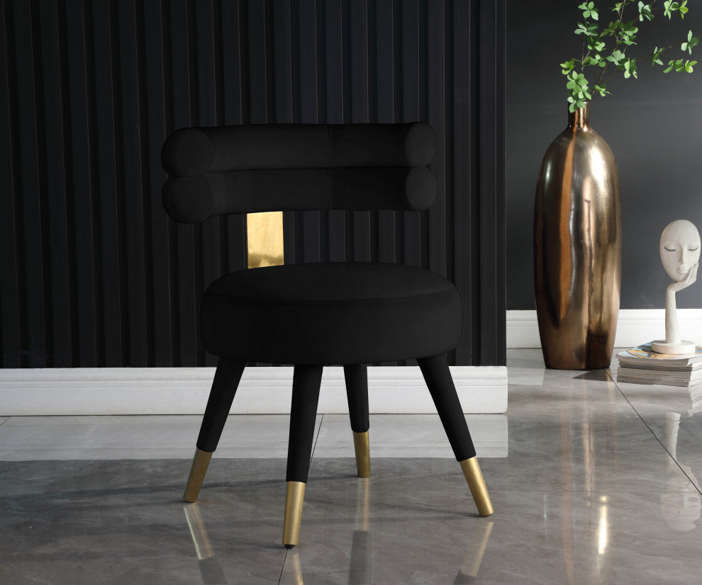Fitzroy Velvet Upholstered Dining Chair (Set of 2), Black