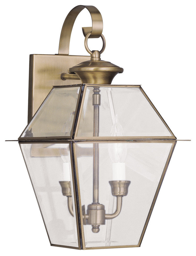 Westover Outdoor Wall Lantern, Antique Brass