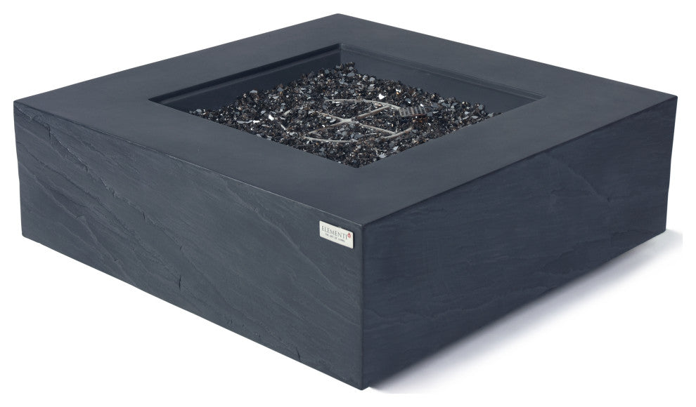Roraima Square Slate Black Concrete 40" Natural Gas Fire Table