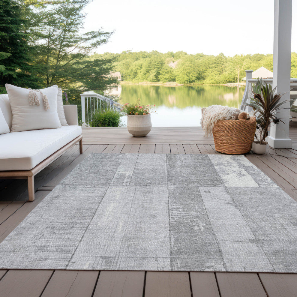 Machine Washable Indoor/Outdoor Chantille ACN1877 Gray 8' x 10' Rug