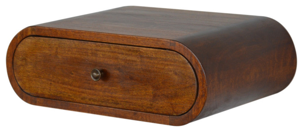 Wall Mounted Round Chestnut Nightsand