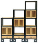 Set of 3 Black Tan Shutter Doors Display Cabinet Bookcase Room Divider Hws4398