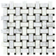 Carrara Basketweave Pattern Polished Mosaic Tile, 12"x12", Set of 30