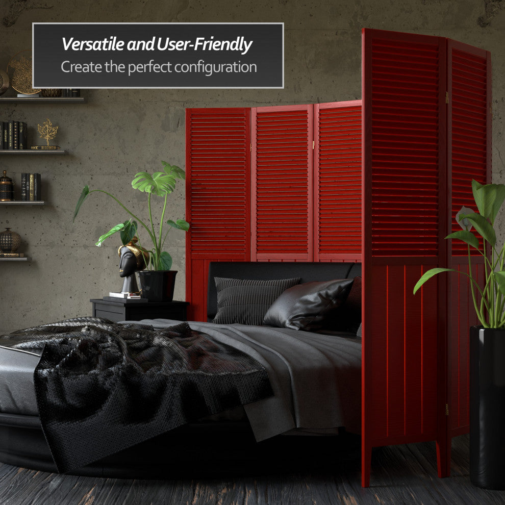 6' Tall Beadboard Divider, Rosewood, 4 Panels