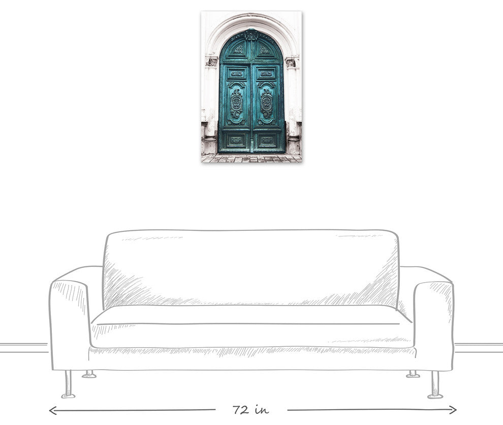 Ornate Marble Teal Door 20x30 Canvas Wall Art