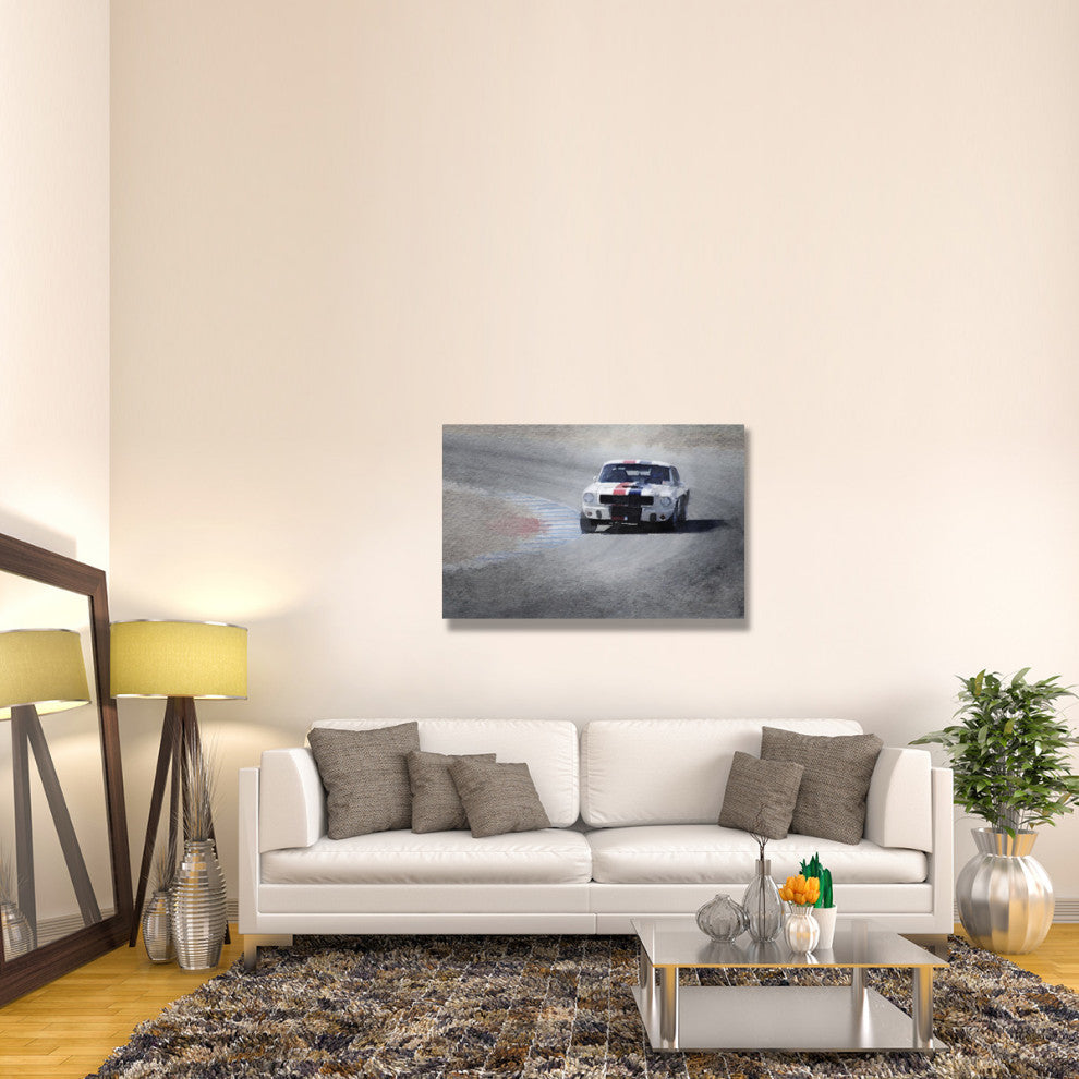 "Mustang on Race Track Watercolor" Fine Art Print
