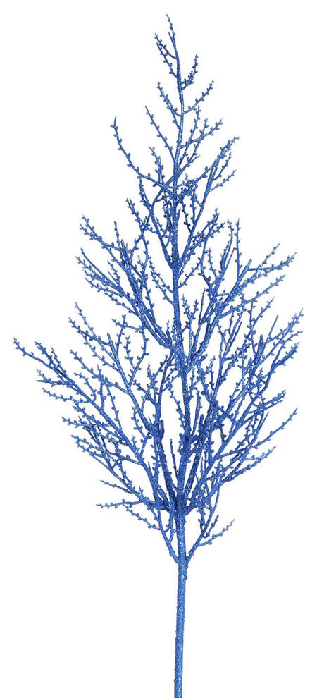 Vickerman 28" White Glitter Wild Huck Spray, Set of 6, Blue