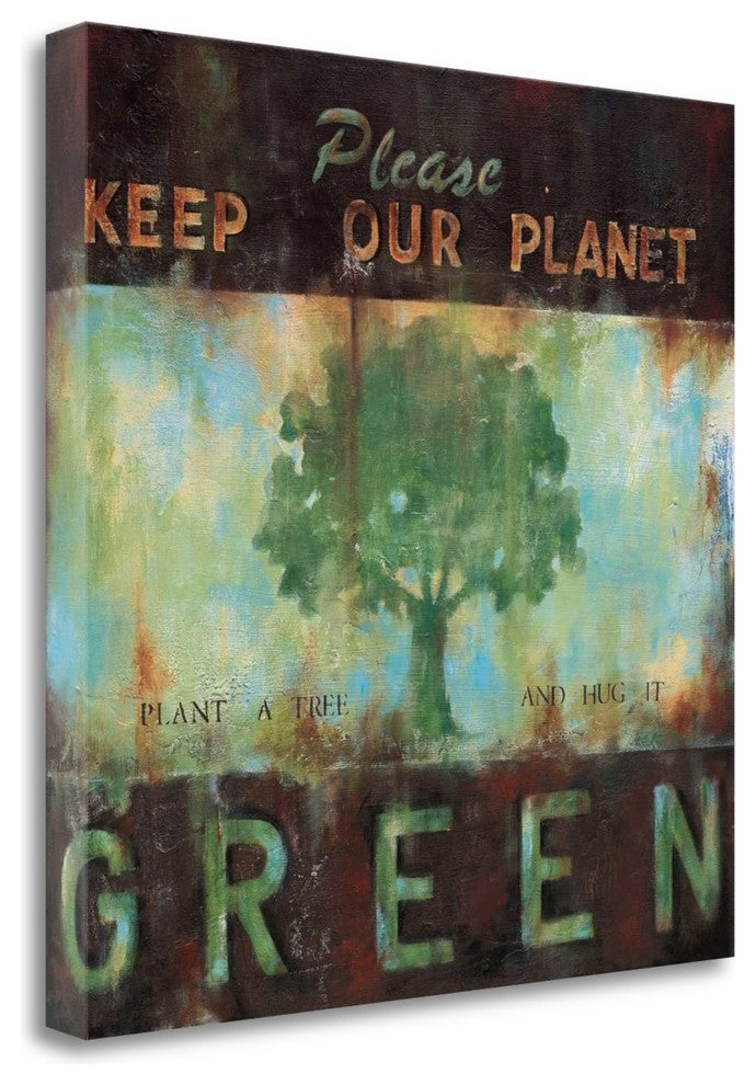 "Green Planet" By Wani Pasion,Ready to Hang Giclee Print on Gallery Wrap Canvas