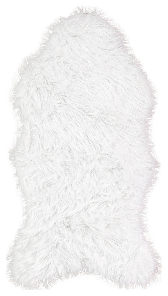Plush and Soft Faux Sheepskin Fur Shag Area Rug, White, 2' X 4' Sheespkin
