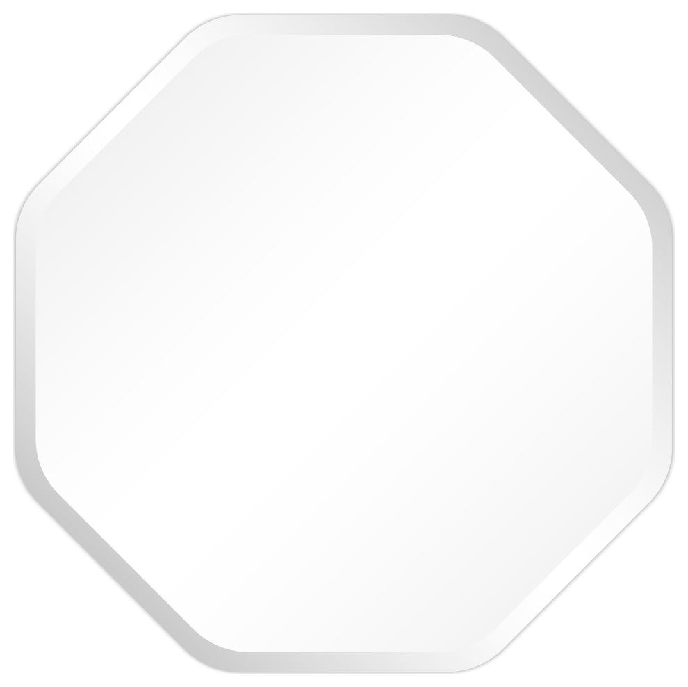 Frameless Beveled Octagonal Black Matte Finished Wall Mirror