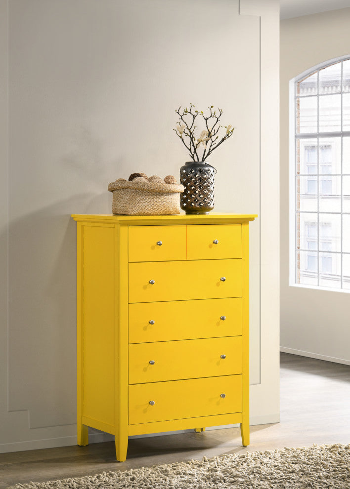 Hammond 5-drawer Wooden Chest Dresser, Yellow