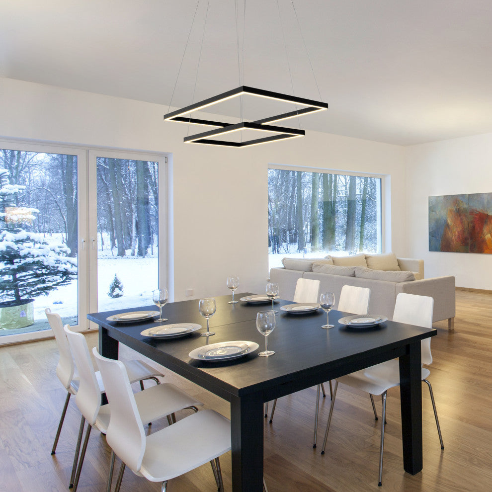 Atria Duo LED Adjustable 2-Tier Chandelier, Black