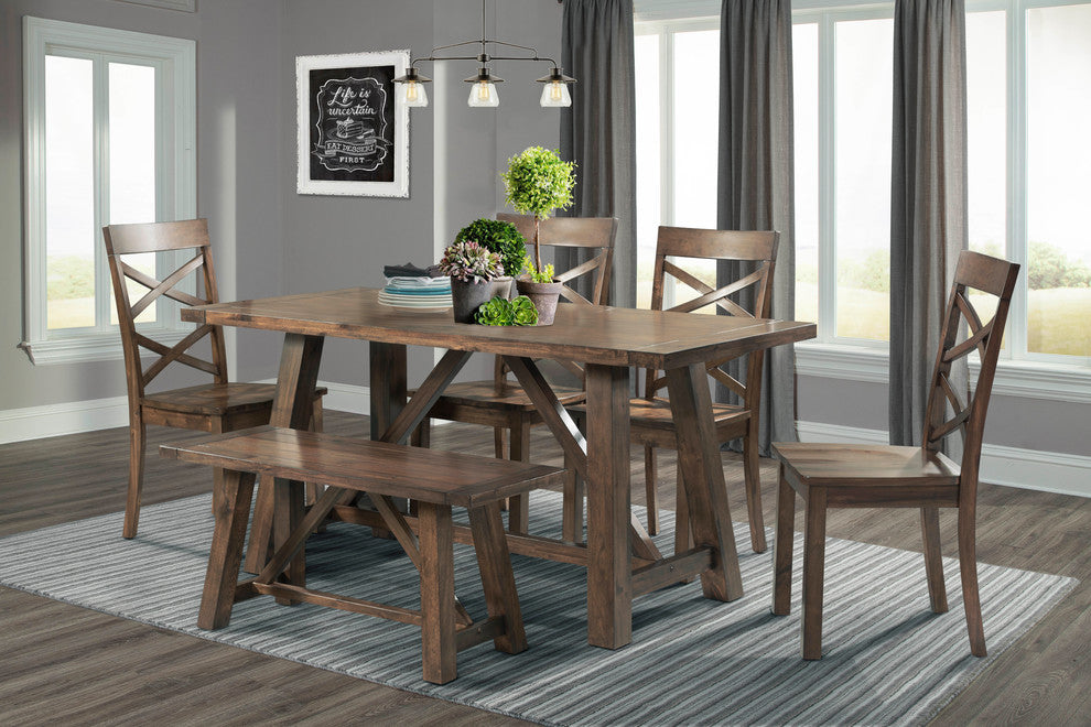 Regan 6-Piece Dining Set, 4 Side Chairs and Bench