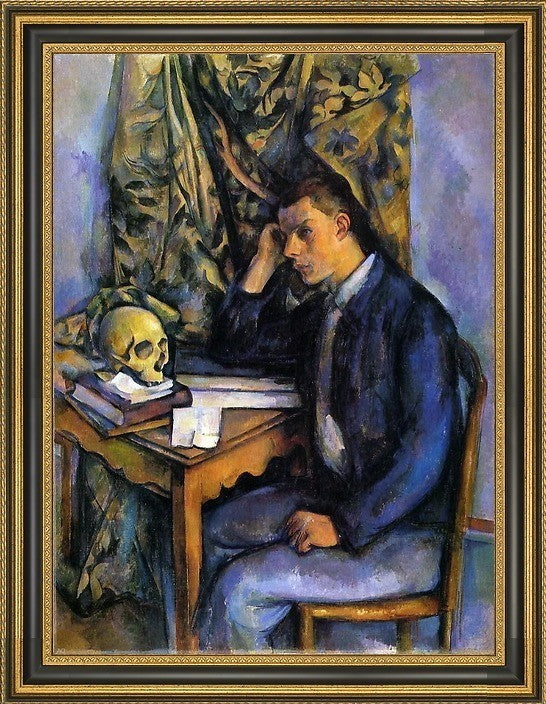 Paul Cezanne Boy with Skull Framed Premium Canvas Print, 21"x28"