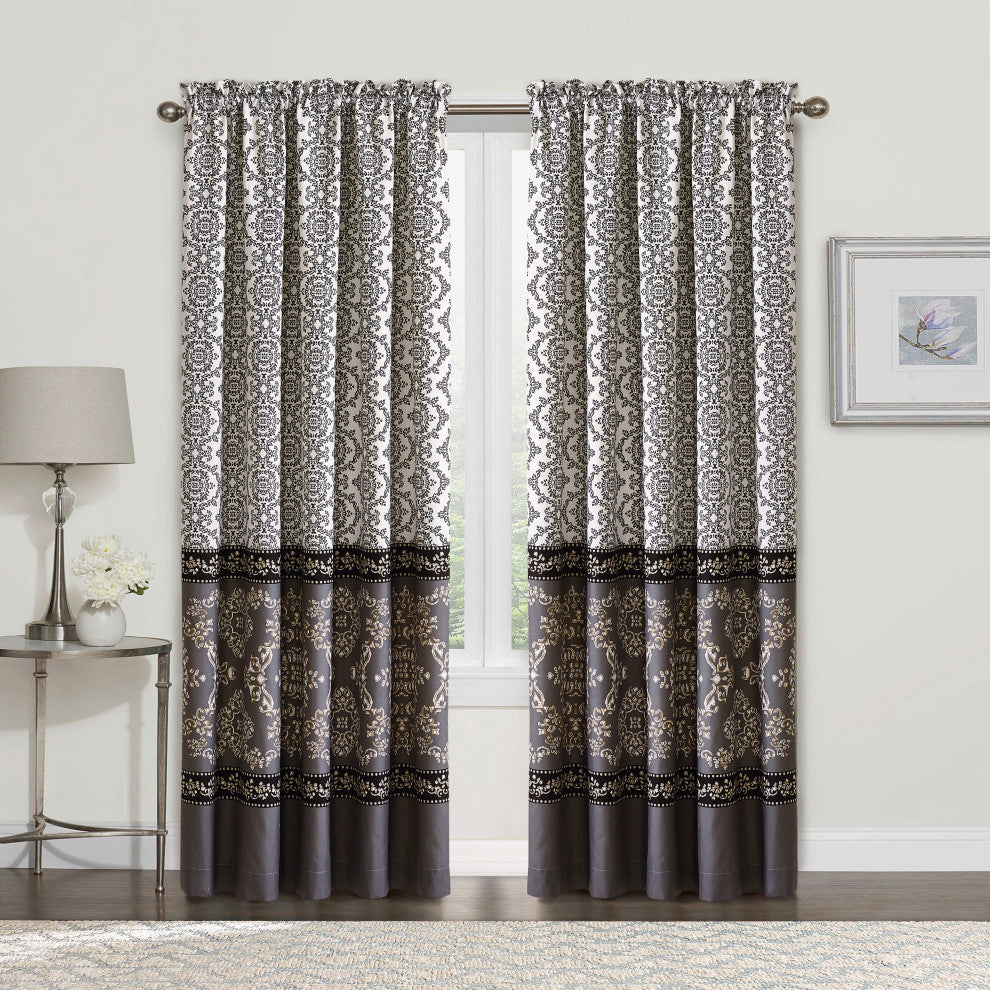 Mystic 2 Piece Curtain Set, Charcoal, 2 Panels, 60"x84"