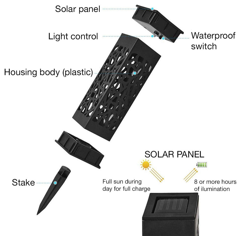 Modern Home Set of 6 Solar Powered LED Path Lights - Modern Deco Design - Light