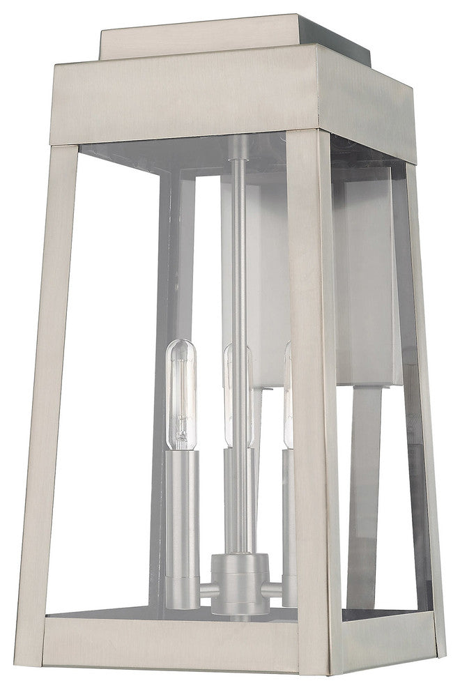 Livex Lighting Brushed Nickel 3-Light Outdoor Wall Lantern
