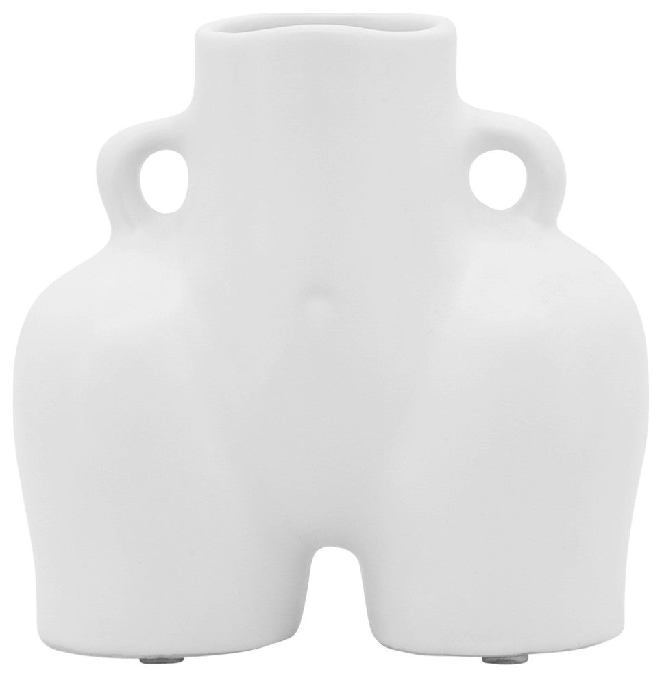 Ceramic 6" Half Body Vase, White