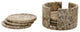 Dionysus Collection Black and Gold Marble 6 Piece Coaster Set w/Caddie, Beige