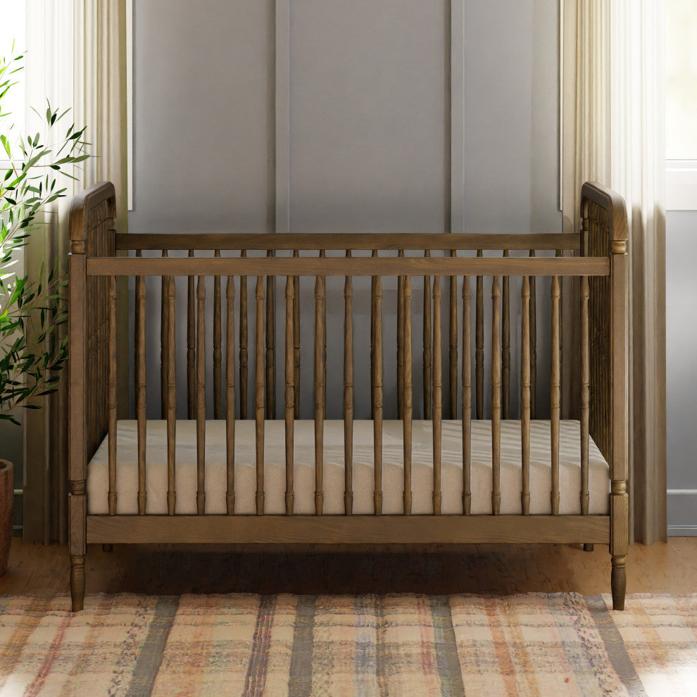 Liberty 3-in-1 Convertible Spindle Crib With Toddler Bed Conversion Kit, Natural Walnut