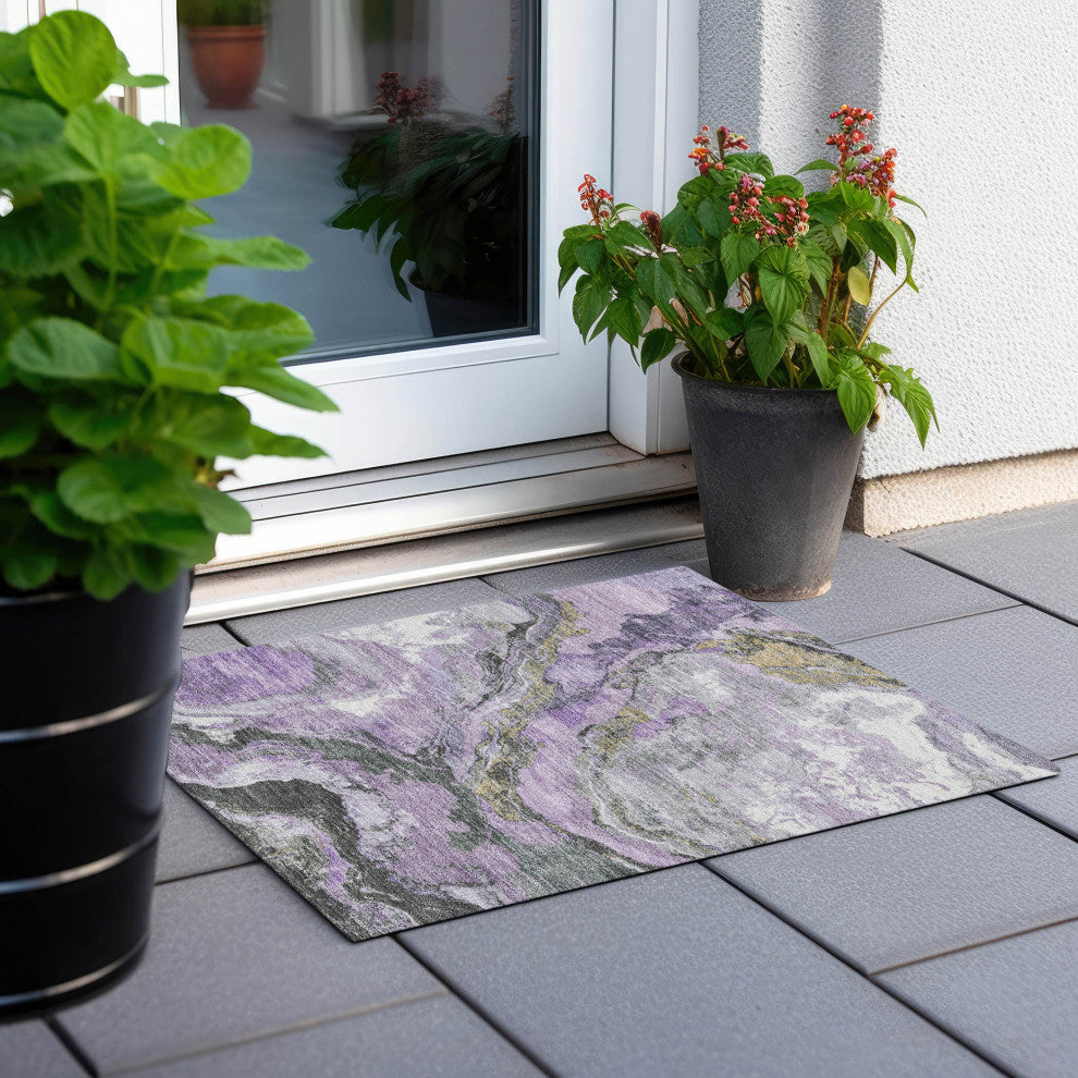 Machine Washable Indoor/Outdoor Chantille ACN1908 Violet 1'8" x 2'6" Rug