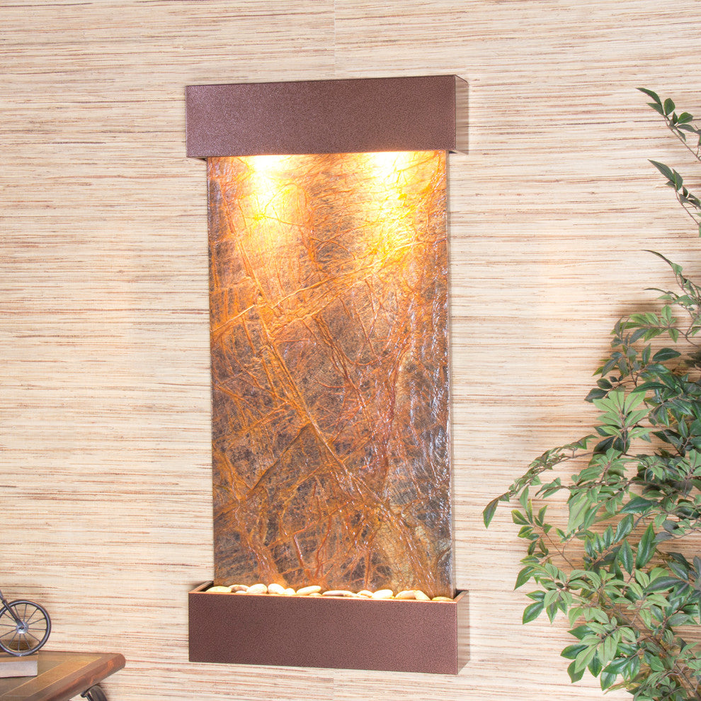 Whispering Creek Water Feature, Brown Marble, Copper Vein